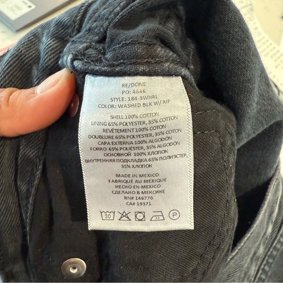 RE/DONE- Originals High Rise Loose in Washed Black w/ Rips- Size 28 - Picture 8 of 9